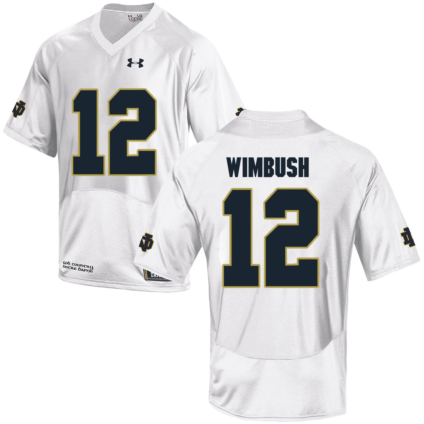 Norte Dame Fighting Irish WIMBUSH 12 Football Jersey - White