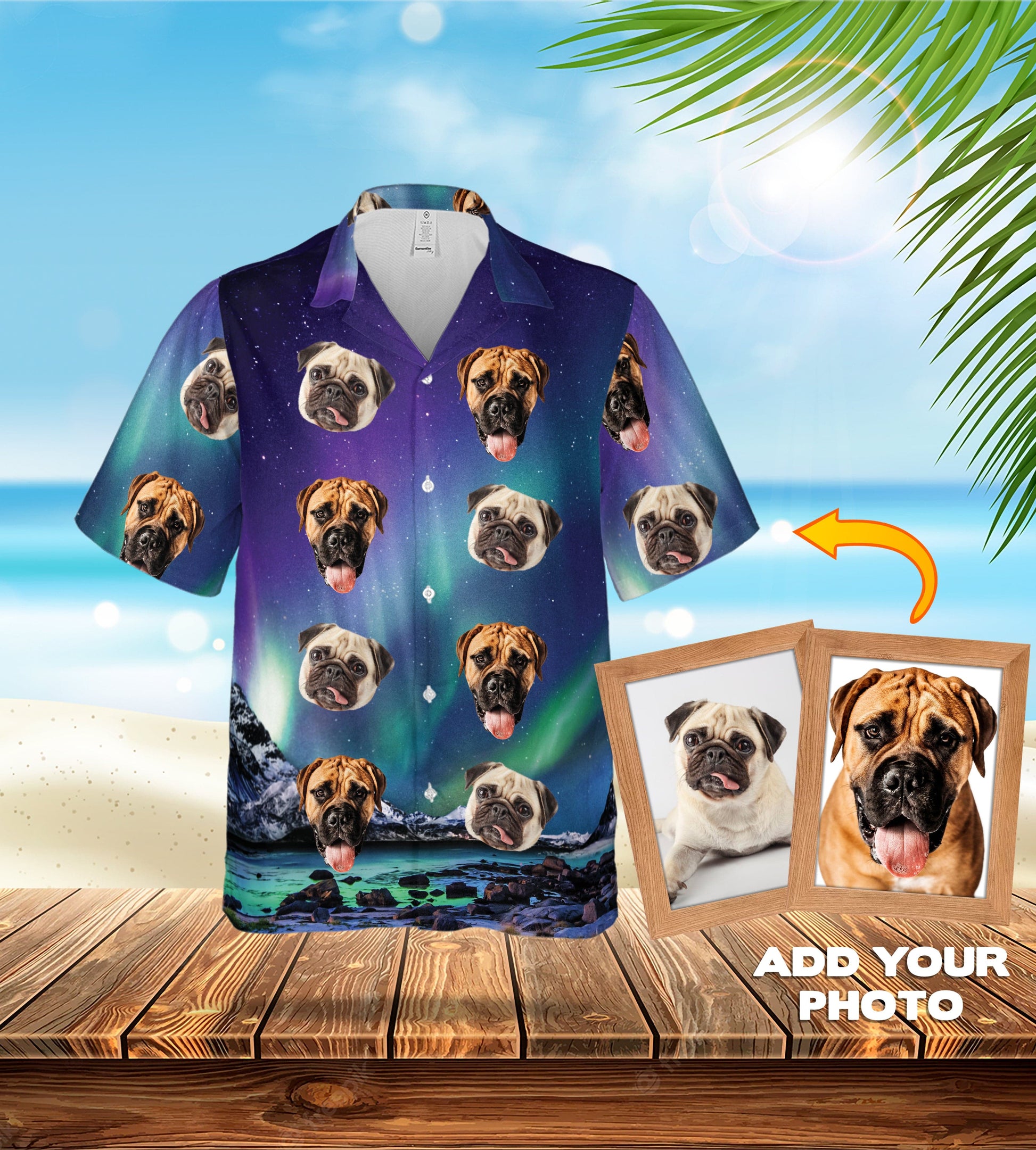Custom Hawaiian Shirt (Northern Lights: 1-7 Pets)