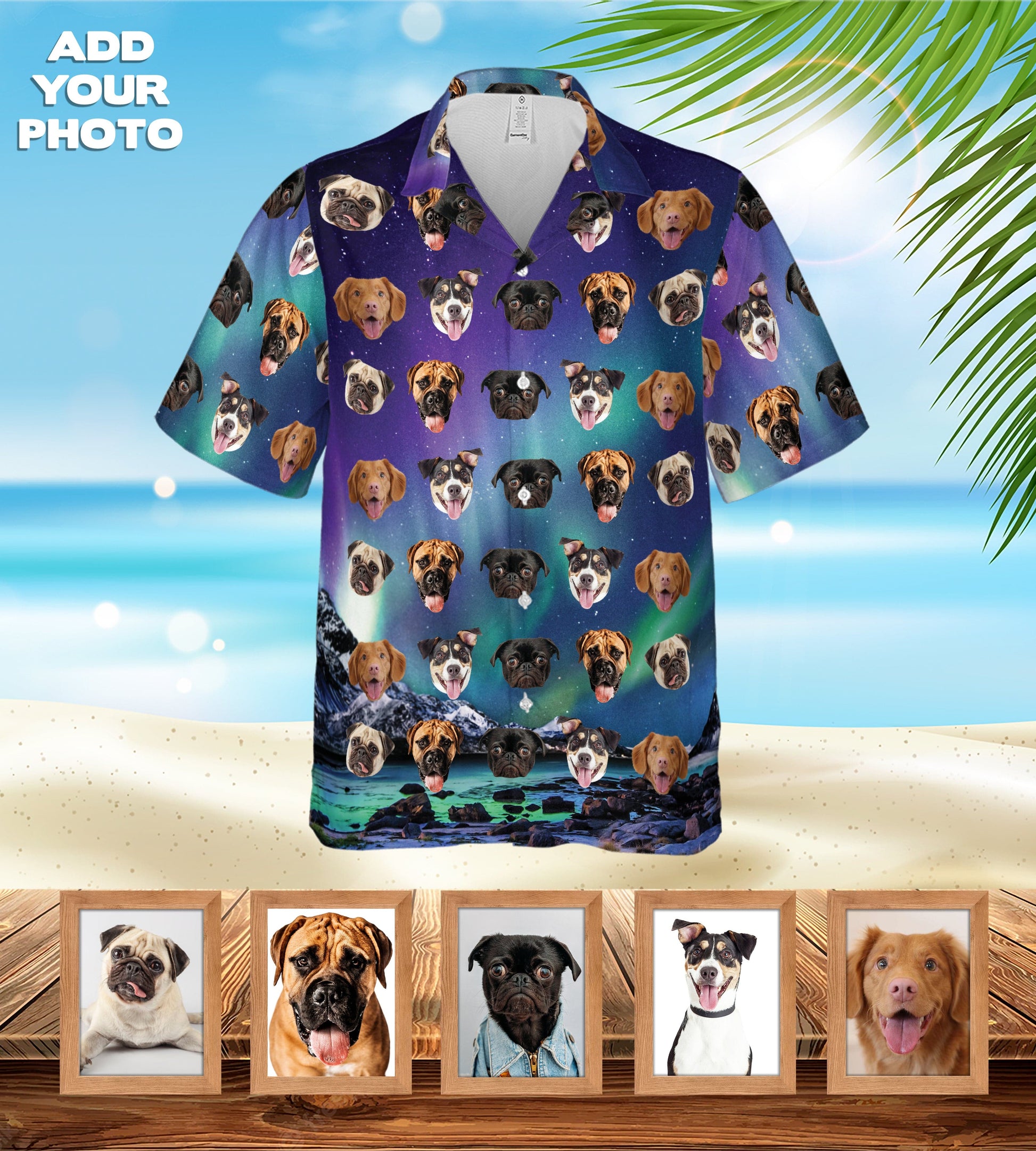 Custom Hawaiian Shirt (Northern Lights: 1-7 Pets)