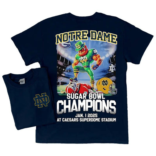 Notre Dame Fighting Irish 2025 Sugar Bowl Champs Shirt Mascot Shirt Classic Cotton Sweaters Menswear football fan Stylish Hoodie Love Sport