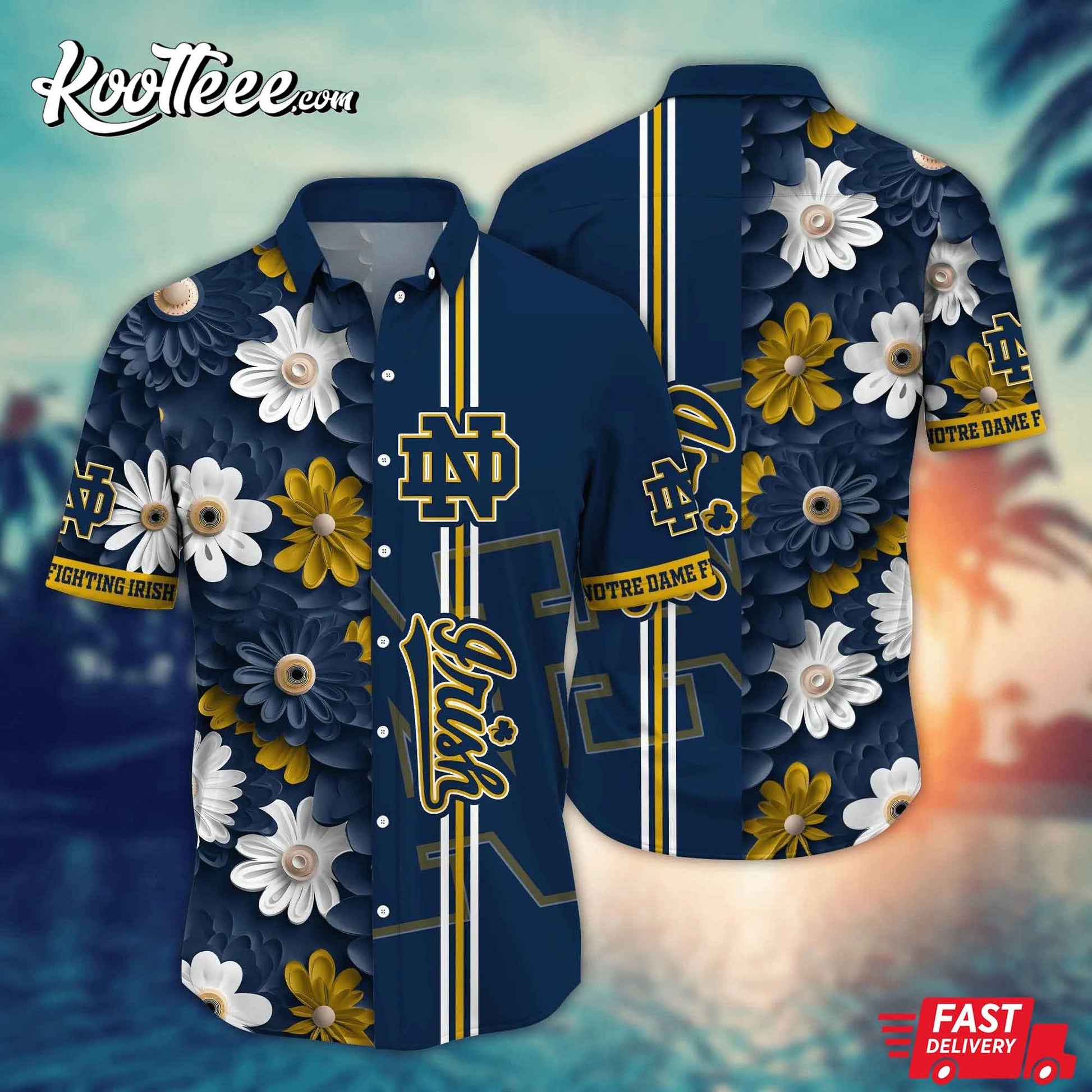 Notre Dame Fighting Irish NCAA Floral Hawaiian Shirt