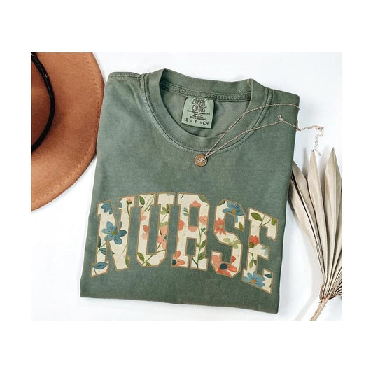 Nurse Comfort Colors Floral Shirt, Nurse Shirt, RN Shirt, Nurse Graduation Gift, Nurse Week Shirt, Nurse Appreciation,...