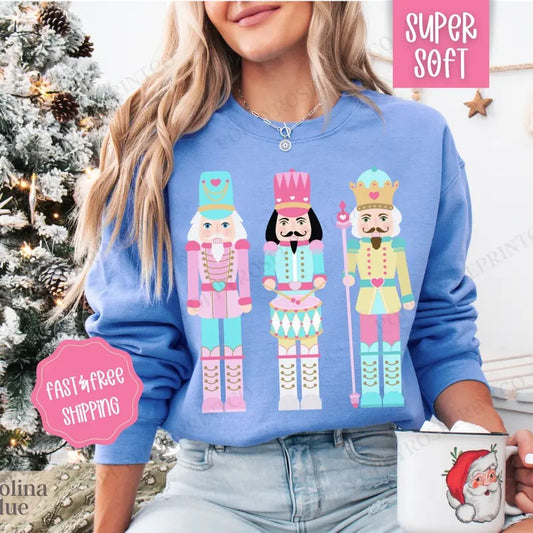 Nutcracker Christmas Sweatshirt, Christmas Sweater, Women's Holiday Crewneckstyle{n002}2 T-Shirts, Hoodie