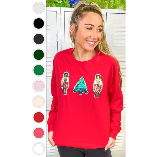 Nutcracker Sparkle Sequin Graphic Long Sleeve T-Shirt