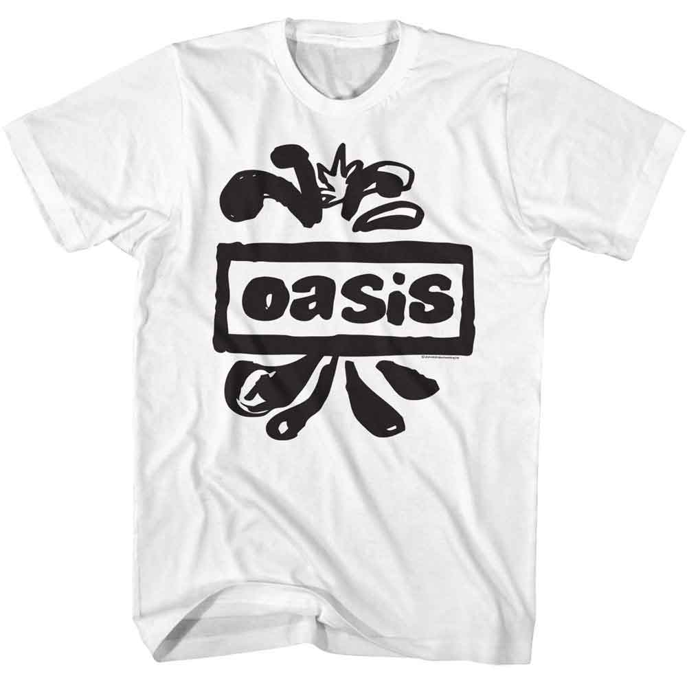 Oasis - Splatter Logo - American Classics - White Adult Short Sleeve T-Shirt