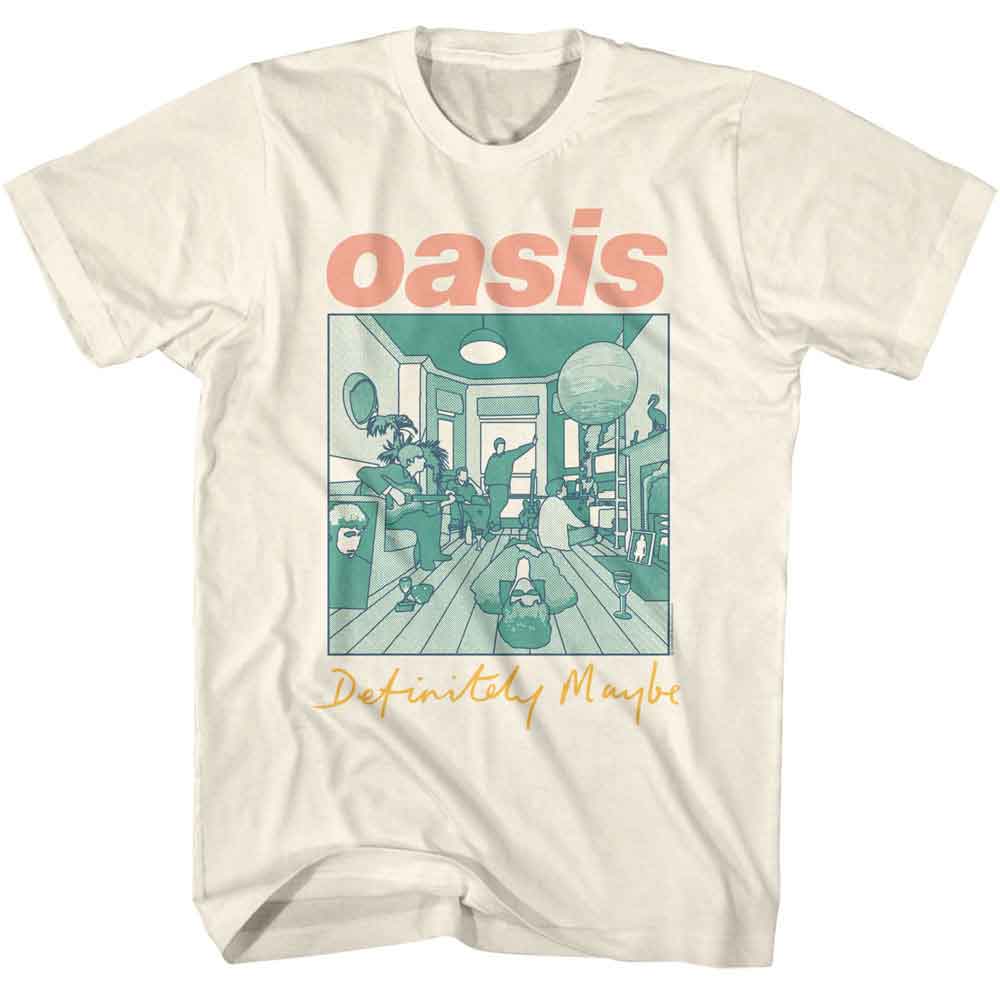Oasis - Definitely Maybe Album Multicolored - Officially Licensed American Classics - Front Print Solid Adult Short Sleeve T-Shirt