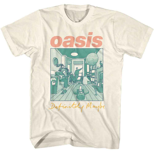 Oasis - Definitely Maybe Album Multicolored - Officially Licensed American Classics - Front Print Solid Adult Short Sleeve T-Shirt