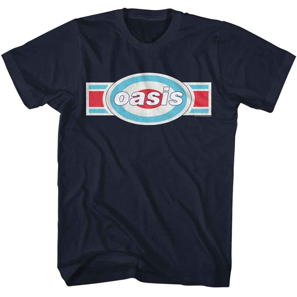Oasis - Tri Color Logo Chest - Officially Licensed American Classics - Front Print Solid Adult Short Sleeve T-Shirt