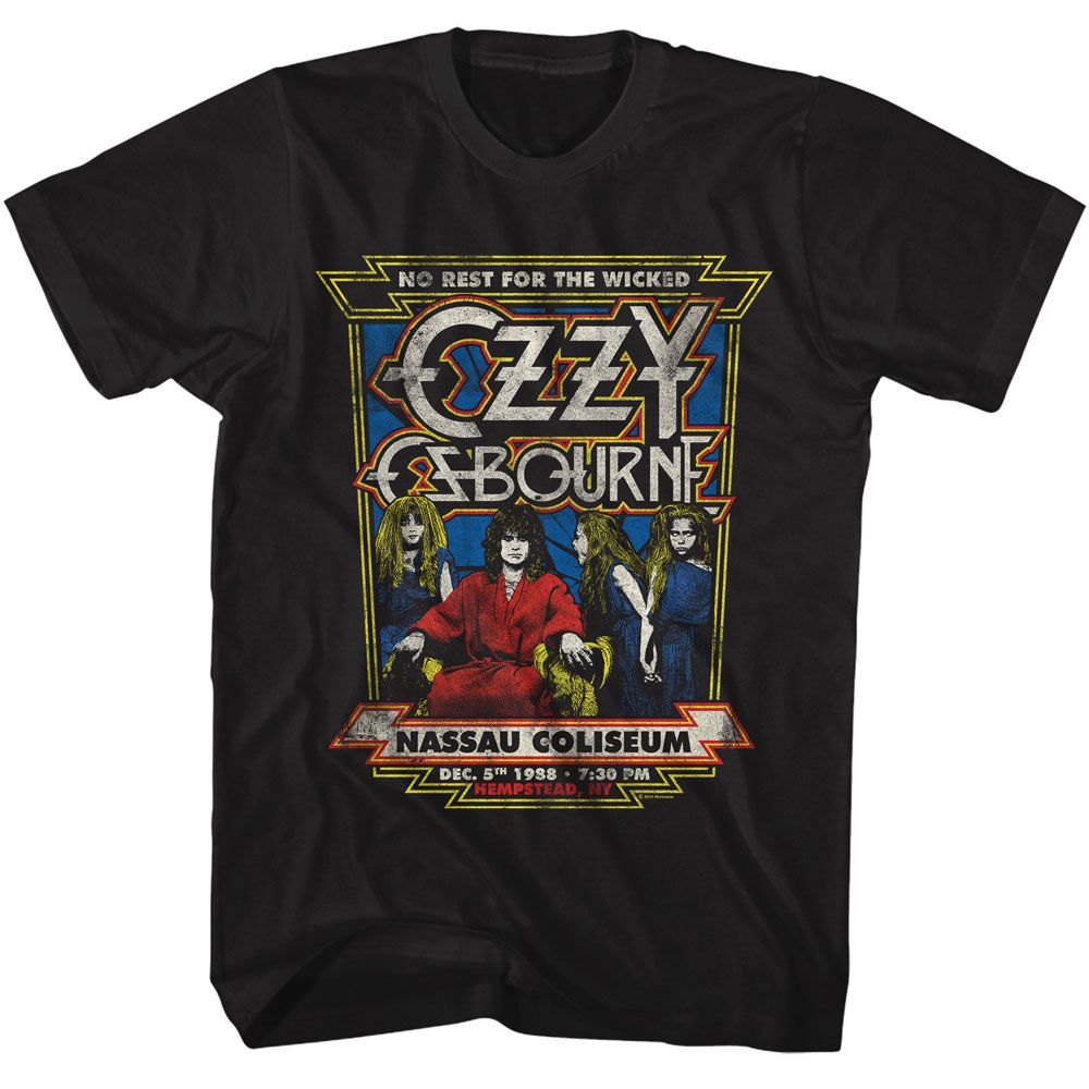 Ozzy Osbourne - Nassau Coliseum - American Classics - Solid Black Adult Short Sleeve T-Shirt