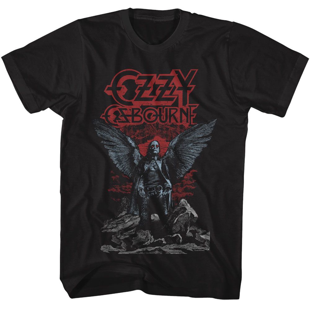 Ozzy Osbourne - Angel Wings - American Classics - Solid Black Adult Short Sleeve T-Shirt