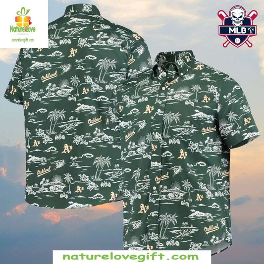 Oakland A’s Hawaiian Shirt Classic Island Scenery Baseball Apparel