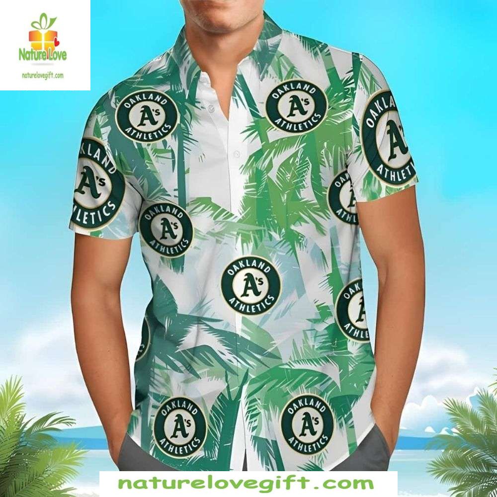 Oakland A’s Hawaiian Shirt Lush Palm Stylish Baseball Apparel