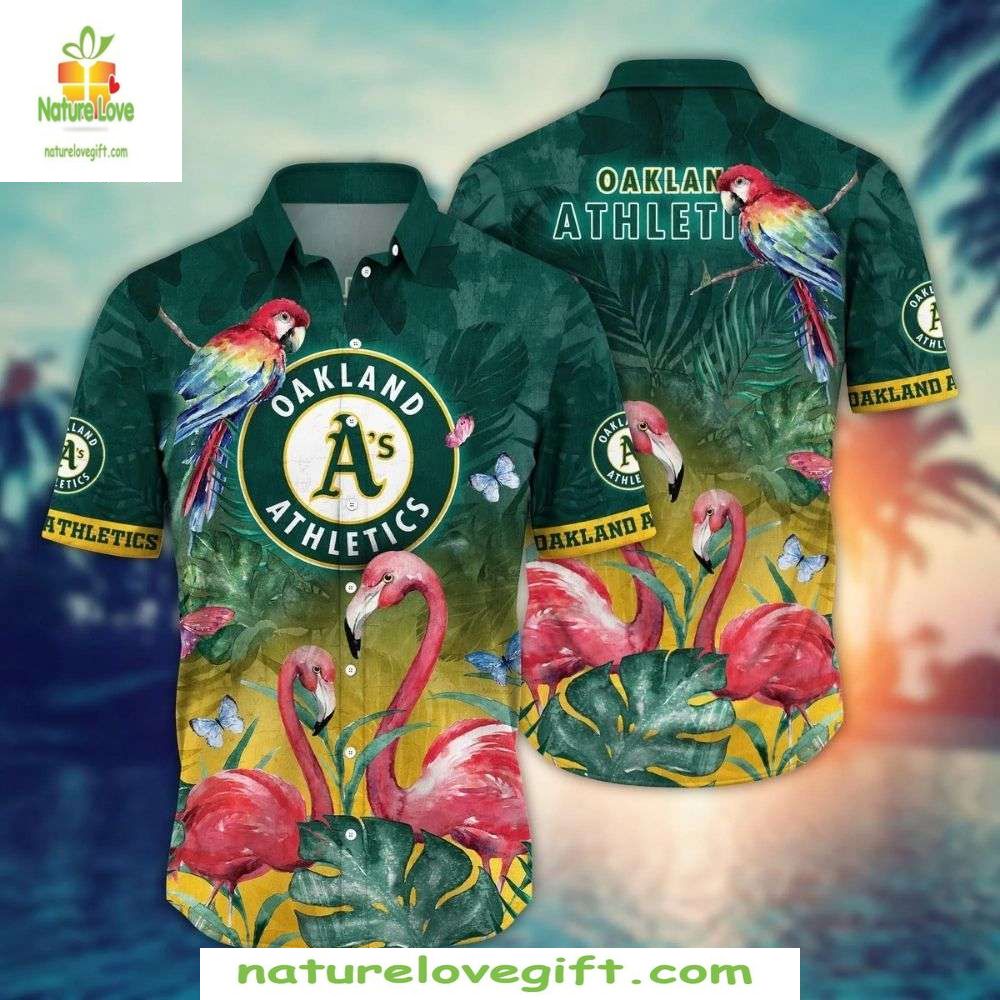 Oakland A’s Hawaiian Shirt Tropical Flamingo Parrot Aloha Baseball Apparel