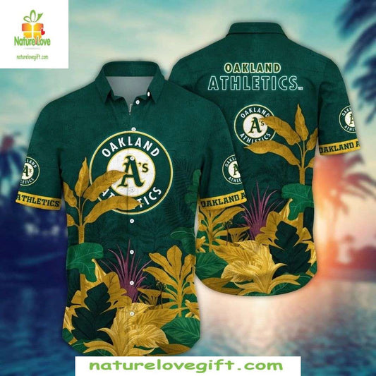 Oakland A’s Vintage Hawaiian Shirt Green Tropical MLB Baseball Apparel