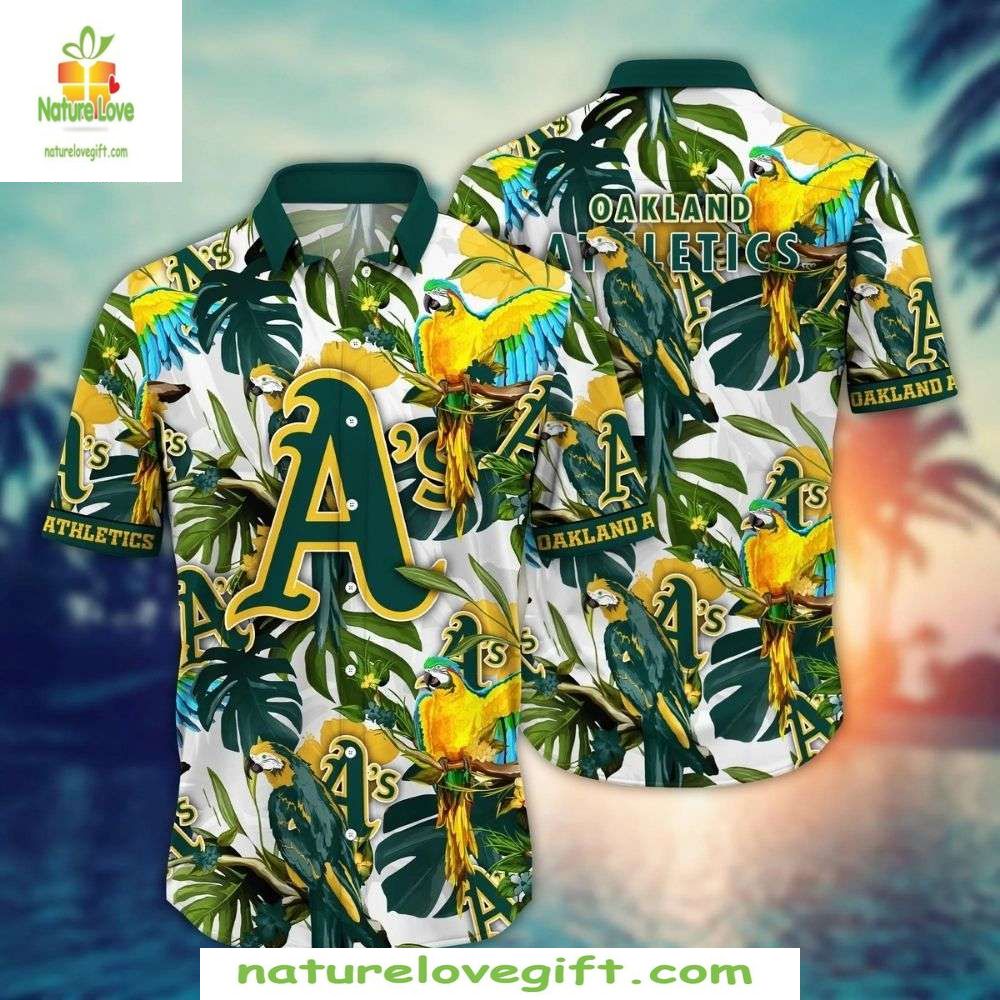 Oakland Athletics Hawaiian Shirt MLB Baseball Apparel Exotic Parrot Jungle