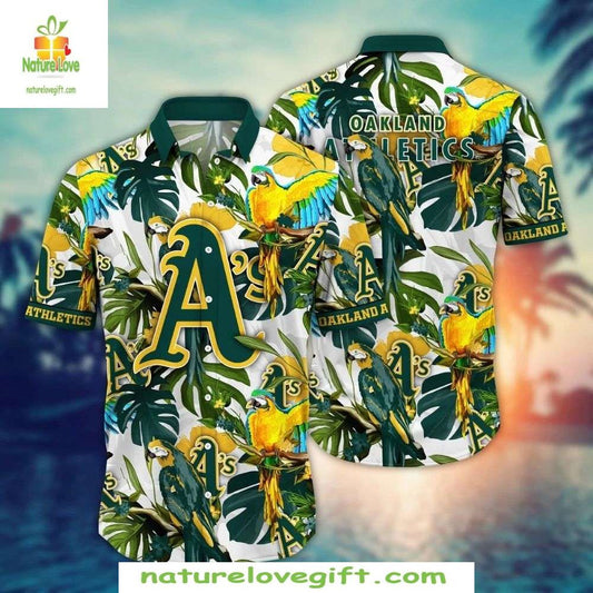 Oakland Athletics Hawaiian Shirt MLB Baseball Apparel Exotic Parrot Jungle