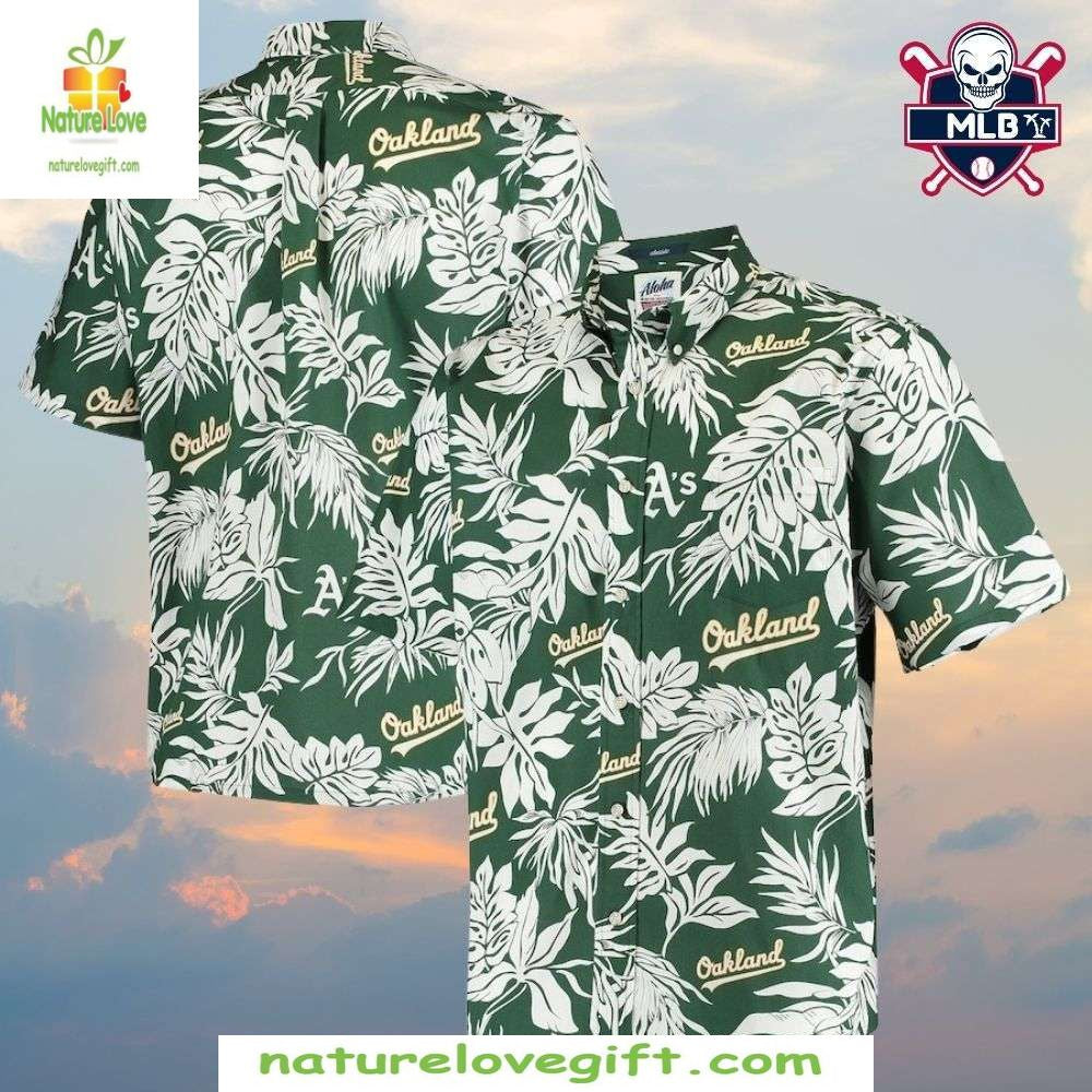 Oakland Athletics Hawaiian Shirt Aloha Baseball Apparel Leafy Paradise