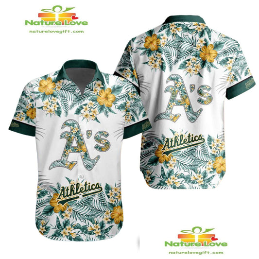 Oakland Athletics Hawaiian Shirt Tropical Flower Design for Men Women