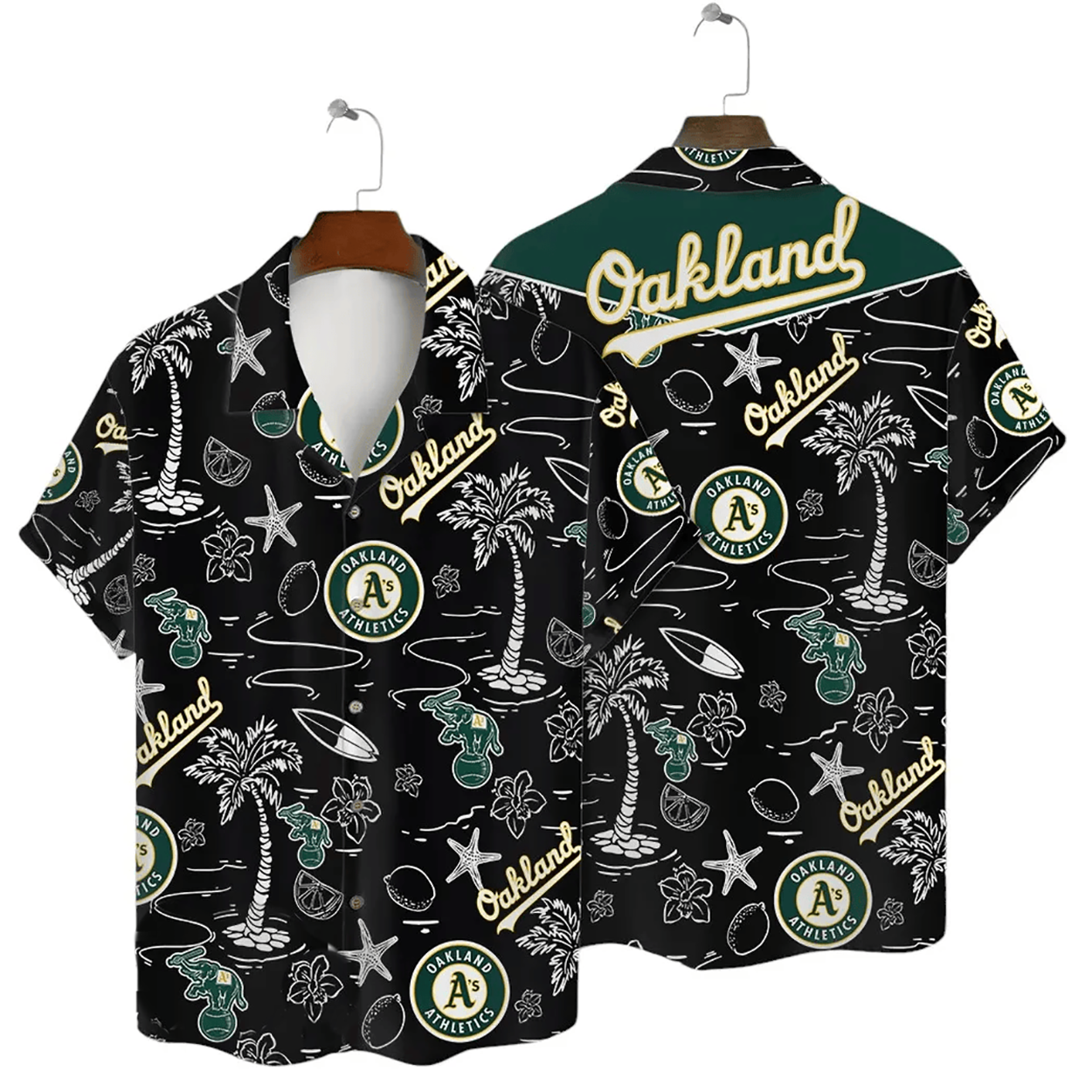 Oakland Athletics Tropical Palms MLB Black Hawaiian Shirt