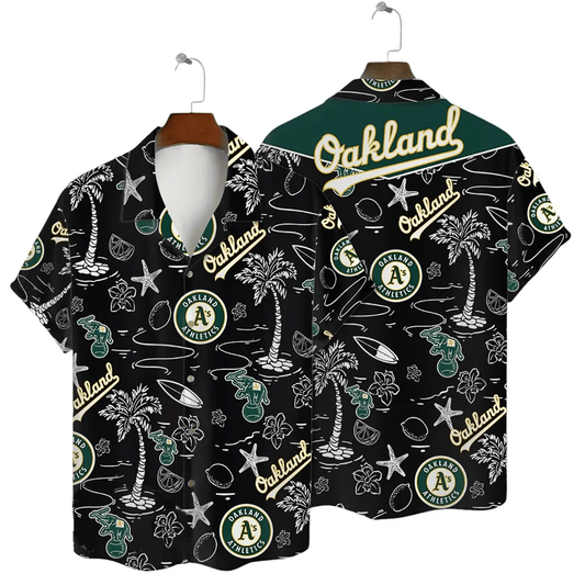 Oakland Athletics Tropical Palms MLB Black Hawaiian Shirt