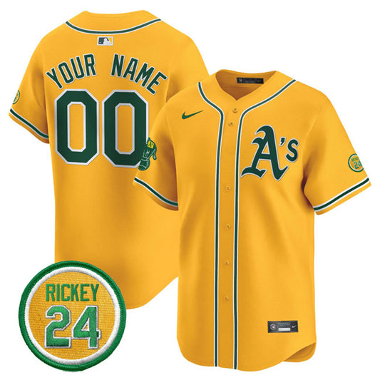 Oakland Athletics Active Player Custom Yellow 2024 Limited With Rickey Henderson