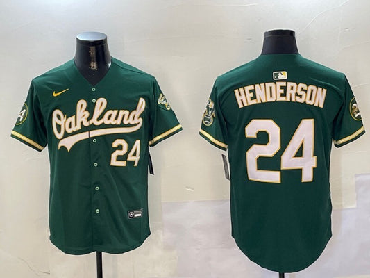Oakland Athletics #24 Rickey Henderson Athletics Adult Style 3