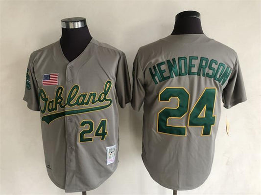Oakland Athletics #24 Rickey Henderson Style 1