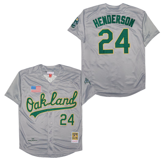 Oakland Athletics #24 Rickey Henderson Style 4