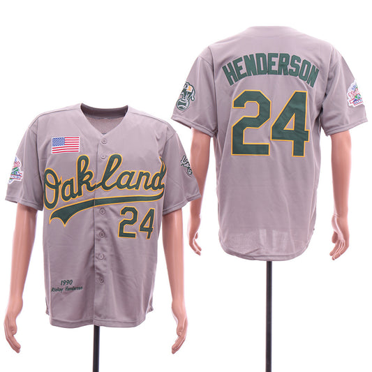 Oakland Athletics #24 Ricky Henderson Style 1