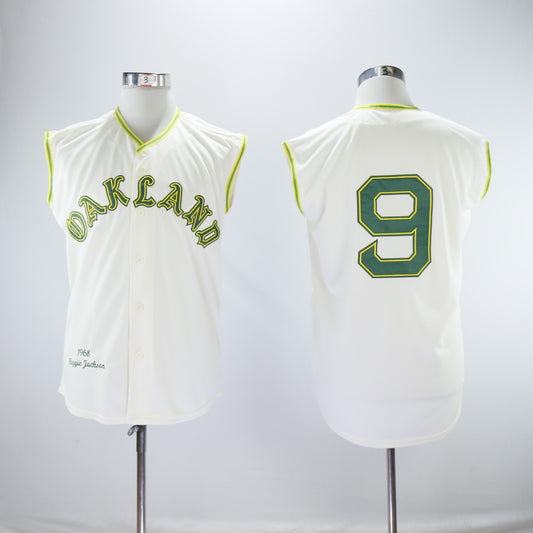 Oakland Athletics #9 Reggie Jackson Athletics 9 Off-White Retro Style 2