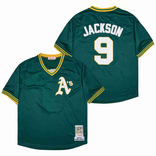 Oakland Athletics #9 Reggie Jackson Athletics 9# Green Retro