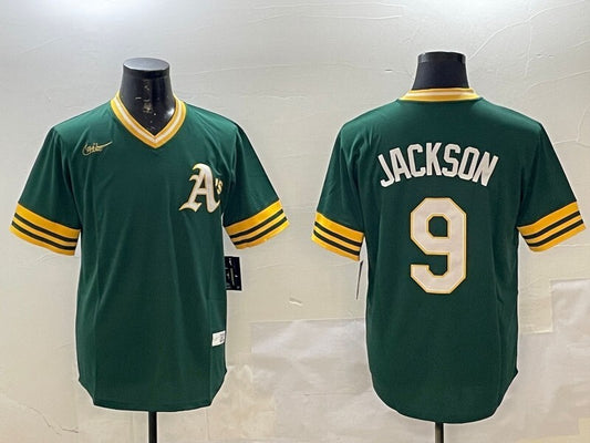 Oakland Athletics #9 Reggie Jackson Athletics Retro Adult Style 2