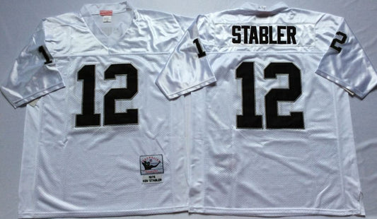 Oakland Raiders #12 Ken Stabler Throwback Style 1