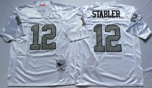 Oakland Raiders #12 Ken Stabler Throwback Style 2