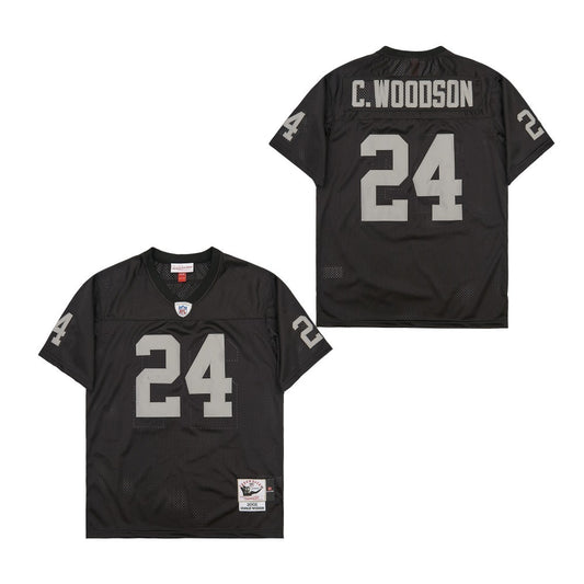 Oakland Raiders #24 Charles Woodson #C.WOOOSON Black 24 #