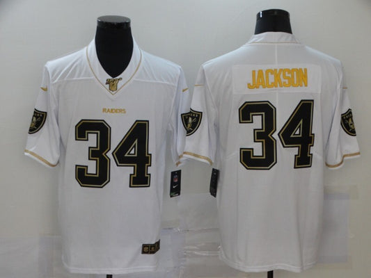 Oakland Raiders #34 Bo Jackson White Retro Gold 150