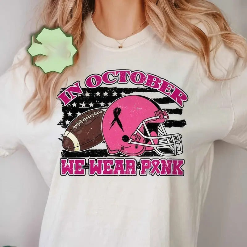 October Football Shirt Breast Canccer Awareness Collection with Pink, Football  Shirt Hoodie, Sweatshirt | InkThreadWorks.com