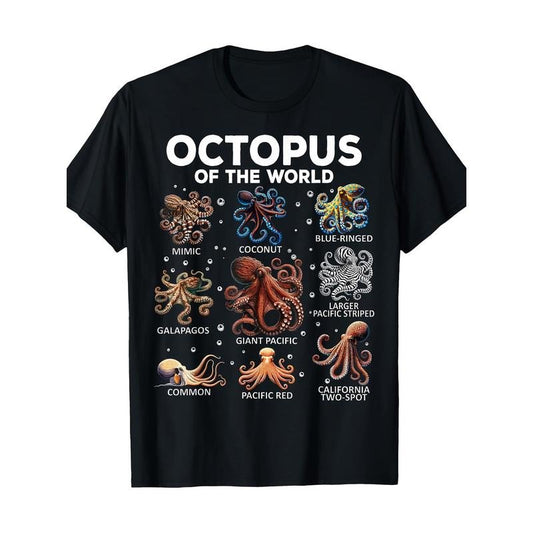 Octopus Animals Of The World Kawaii Funny Octopus T-Shirt Made in USA Hoodie, Sweatshirt | InkThreadWorks.com