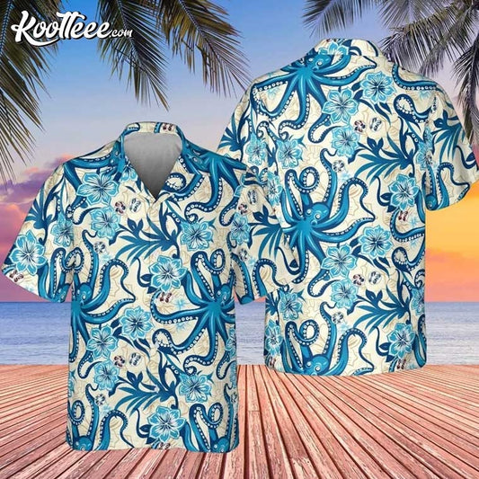 Octopus Blue Ocean Aloha Hawaiian Shirt