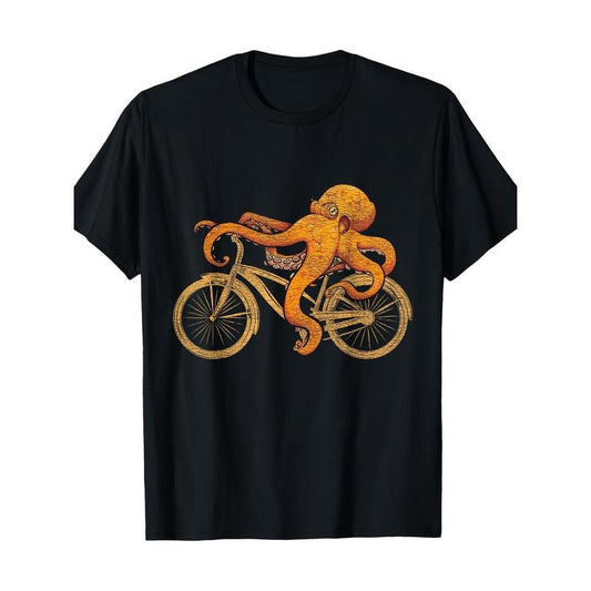 Octopus Riding Bicycle Octopus T-Shirt - Made in USA Hoodie, Sweatshirt | InkThreadWorks.com