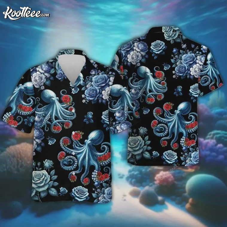 Octopus With Roses Aloha Hawaiian Shirt