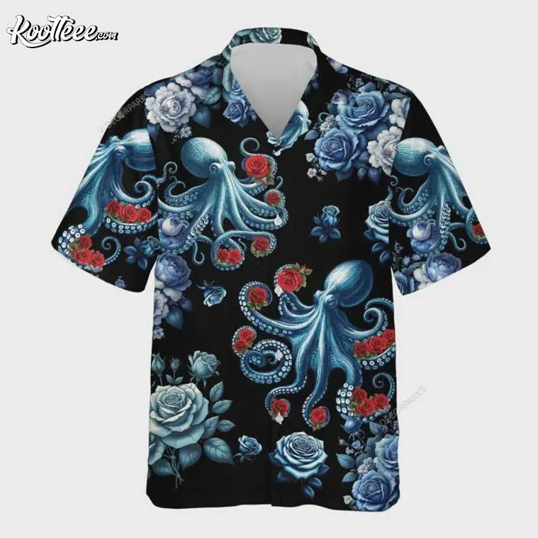 Octopus With Roses Aloha Hawaiian Shirt