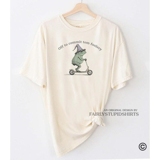 Off to Commit Tom Foolery Frog T-shirt. Comfort Colors Funny Weirdcore Sayings Unique Tshirt Tee Adults Men Women Meme Graphic Sarcastic