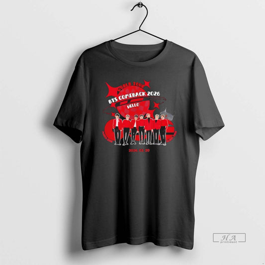Official Bts Comeback 2026 Hello K Pop World Tour T-Shirts, Hoodie, Sweatshirt | InkThreadWorks.com