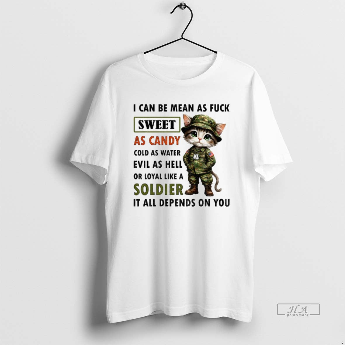 Official Cat Veteran I Can Be Mean As Fuck Sweet As Candy Cold As Water T-Shirts, Hoodie, Sweatshirt | InkThreadWorks.com