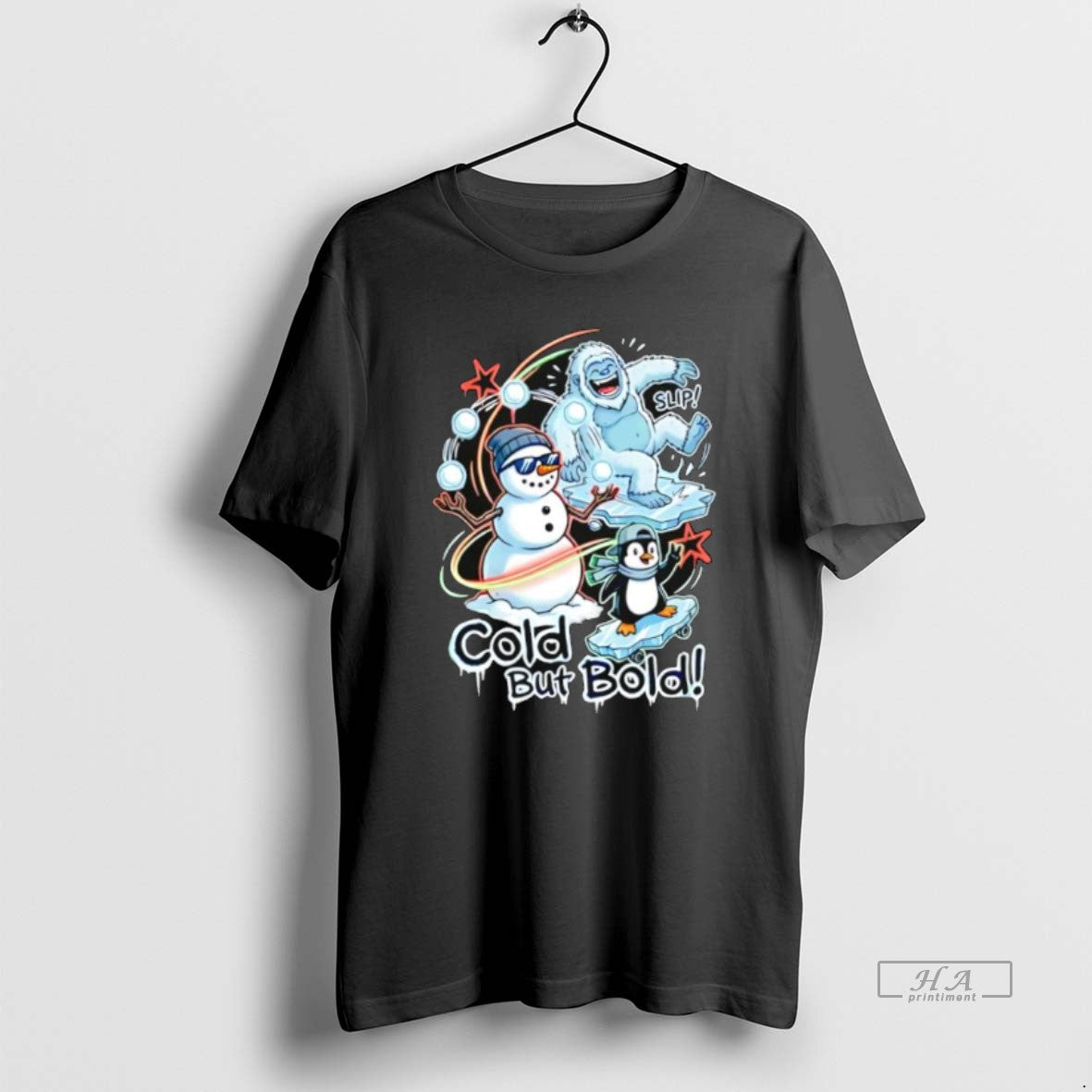 Official Cold But Bold Funny Snowman Yeti And Penguin Urban Christmas T-Shirts, Hoodie, Sweatshirt | InkThreadWorks.com