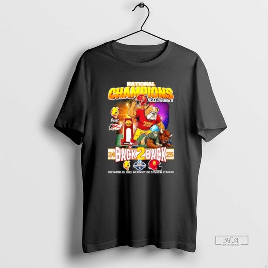 Official Ferris State Bulldogs Back To Back 2025 National Champions Mascot T-Shirts, Hoodie, Sweatshirt | InkThreadWorks.com