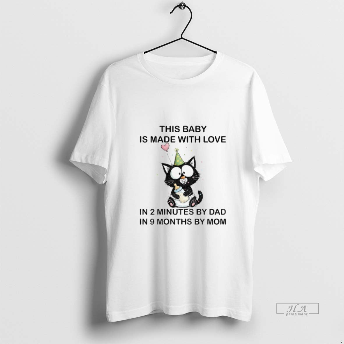 Official Funny Cat This Baby Is Made With Love In 2 Minutes By Dad In T-Shirts, Hoodie, Sweatshirt | InkThreadWorks.com