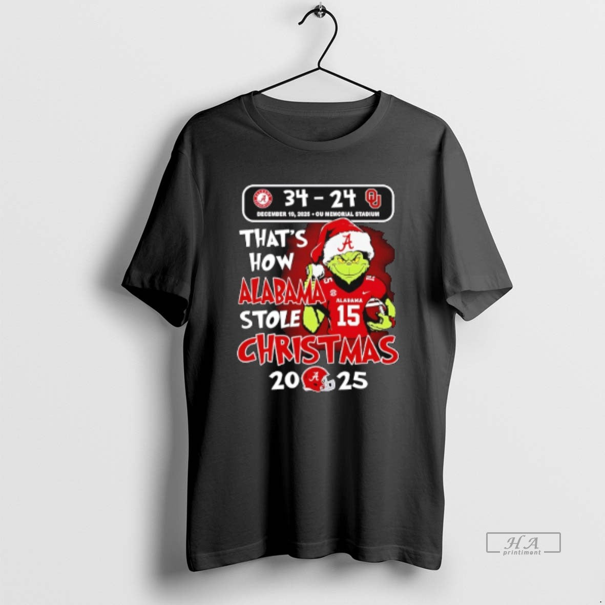 Official Grinch Thats How Alabama Stole Christmas 2025 Alabama 34 24 Sooners T-Shirts, Hoodie, Sweatshirt