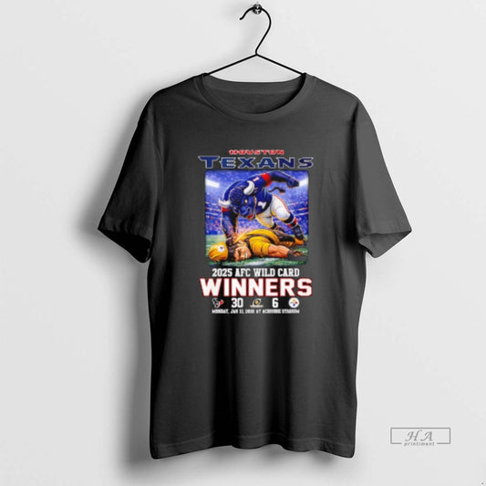 Official Houston Rexans 2025 Afc Wild Card Winners 30 6 Score Mascot T-Shirts, Hoodie, Sweatshirt | InkThreadWorks.com